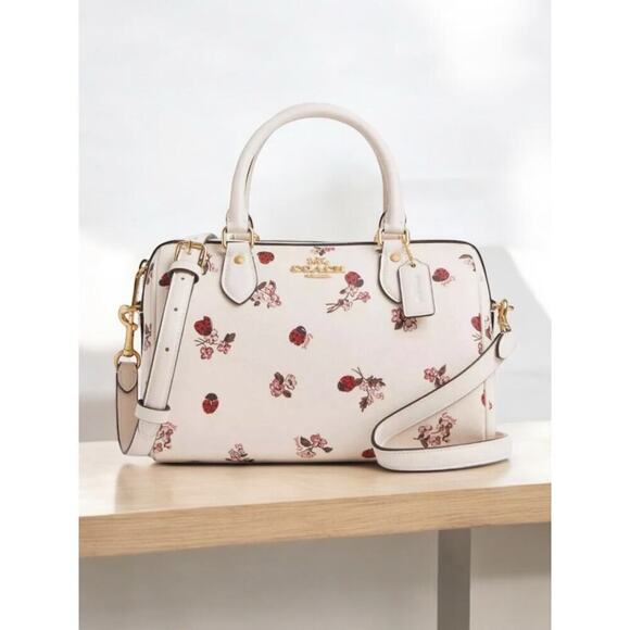 NWT Coach CU272 Rowan Ladybug Floral Canvas Satchel Bag - Picture 1 of 10